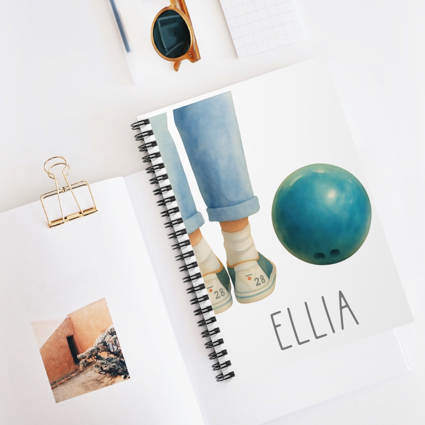 Bowling Ball Spiral Notebook - Personalized, Ruled Line Pages, Document Pocket