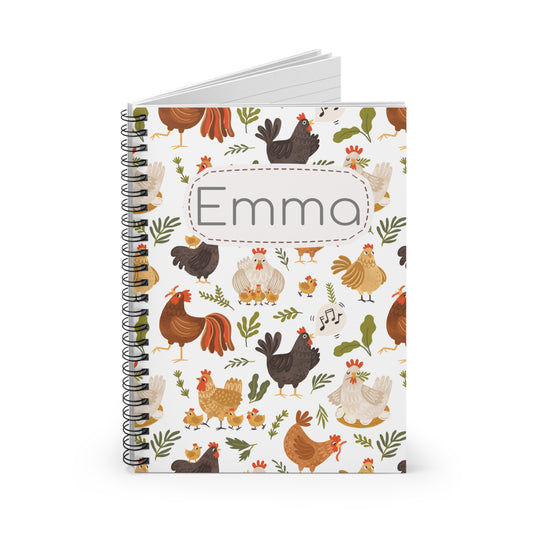 Chicken Flock Spiral Notebook - Personalized, Ruled Line Pages, Document Pocket