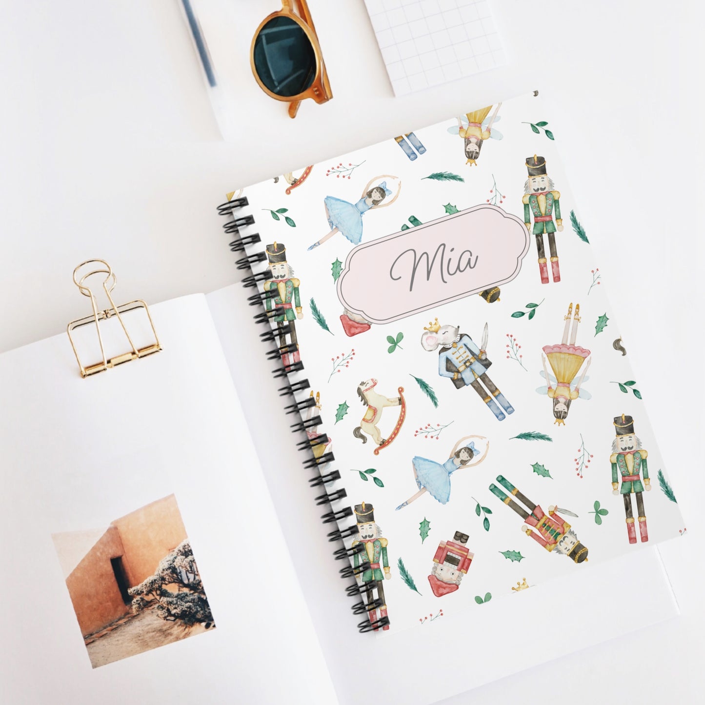 Nutcracker Ballet Spiral Notebook - Personalized, Ruled Line Pages, Document Pocket