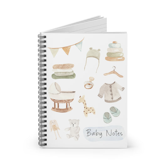 Baby Themed Collection Spiral Notebook - Personalized, Ruled Line Pages, Document Pocket