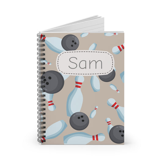 Bowling Spiral Notebook - Personalized, Ruled Line Pages, Document Pocket