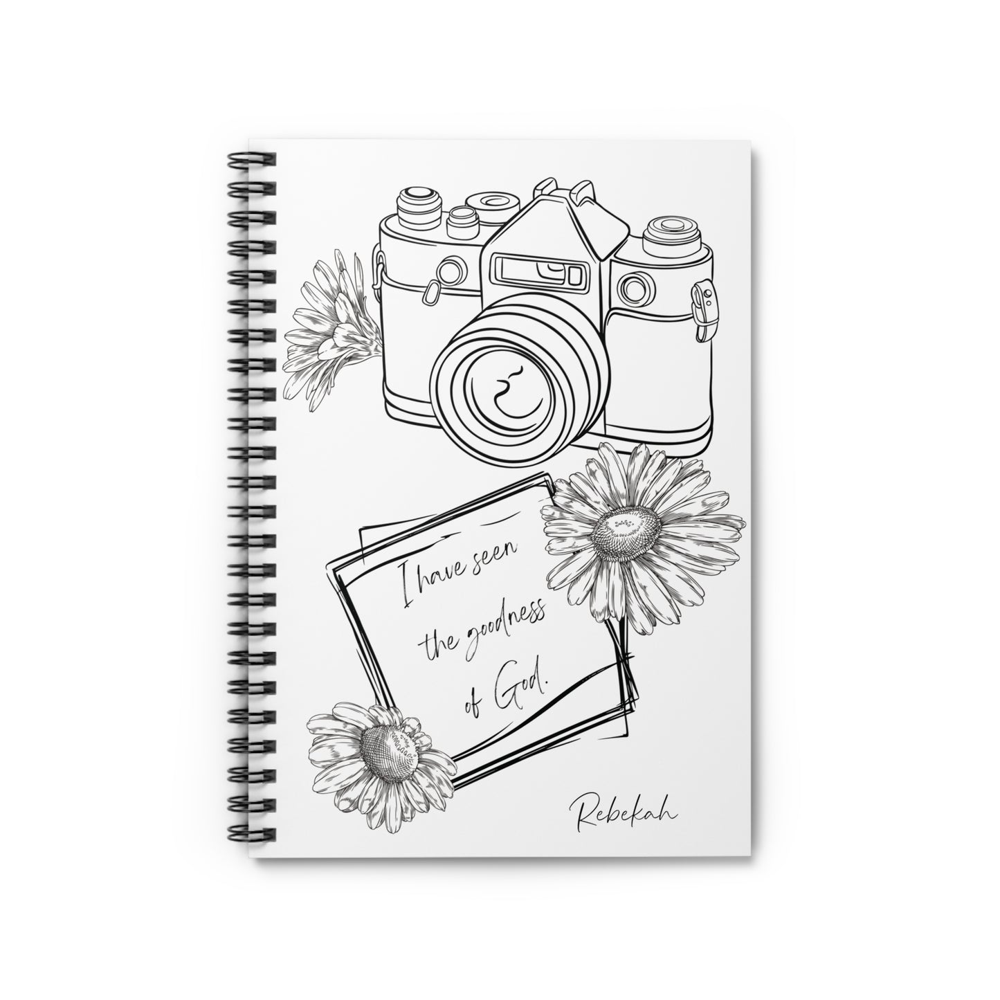 Faith and Photography Themed Spiral Notebook - Personalized, Ruled Line Pages, Document Pocket