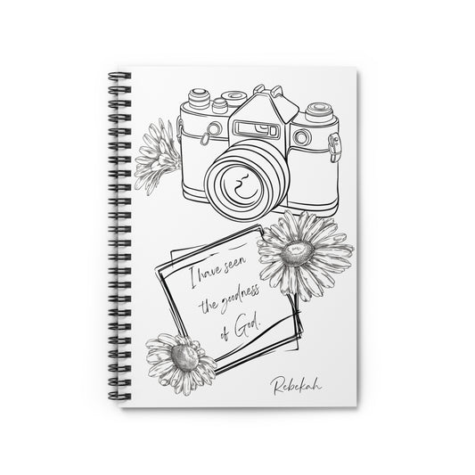 Faith and Photography Themed Spiral Notebook - Personalized, Ruled Line Pages, Document Pocket