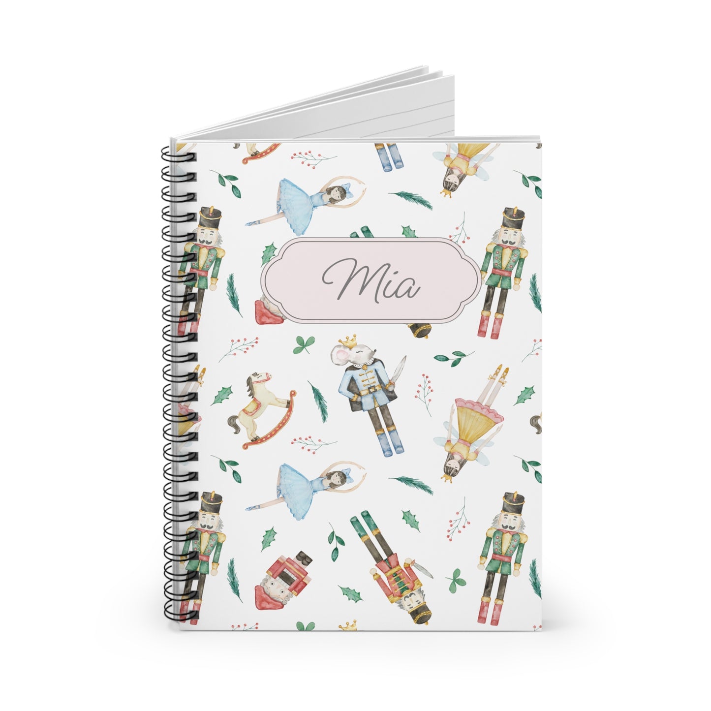 Nutcracker Ballet Spiral Notebook - Personalized, Ruled Line Pages, Document Pocket
