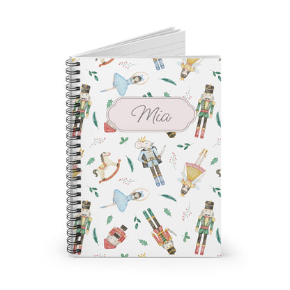 Nutcracker Ballet Spiral Notebook - Personalized, Ruled Line Pages, Document Pocket