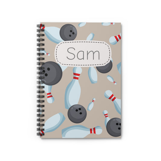 Bowling Spiral Notebook - Personalized, Ruled Line Pages, Document Pocket