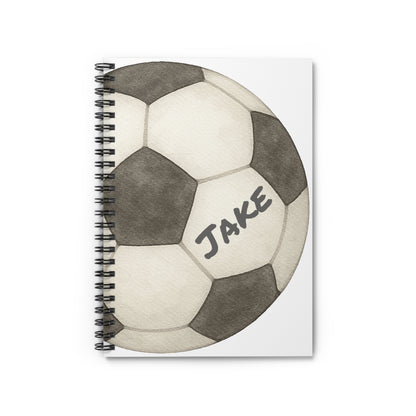 Soccer Ball Spiral Notebook - Personalized, Ruled Line Pages, Document Pocket