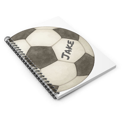 Soccer Ball Spiral Notebook - Personalized, Ruled Line Pages, Document Pocket