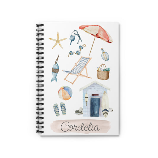 Coastal Beach Spiral Notebook - Personalized, Ruled Line Pages, Document Pocket