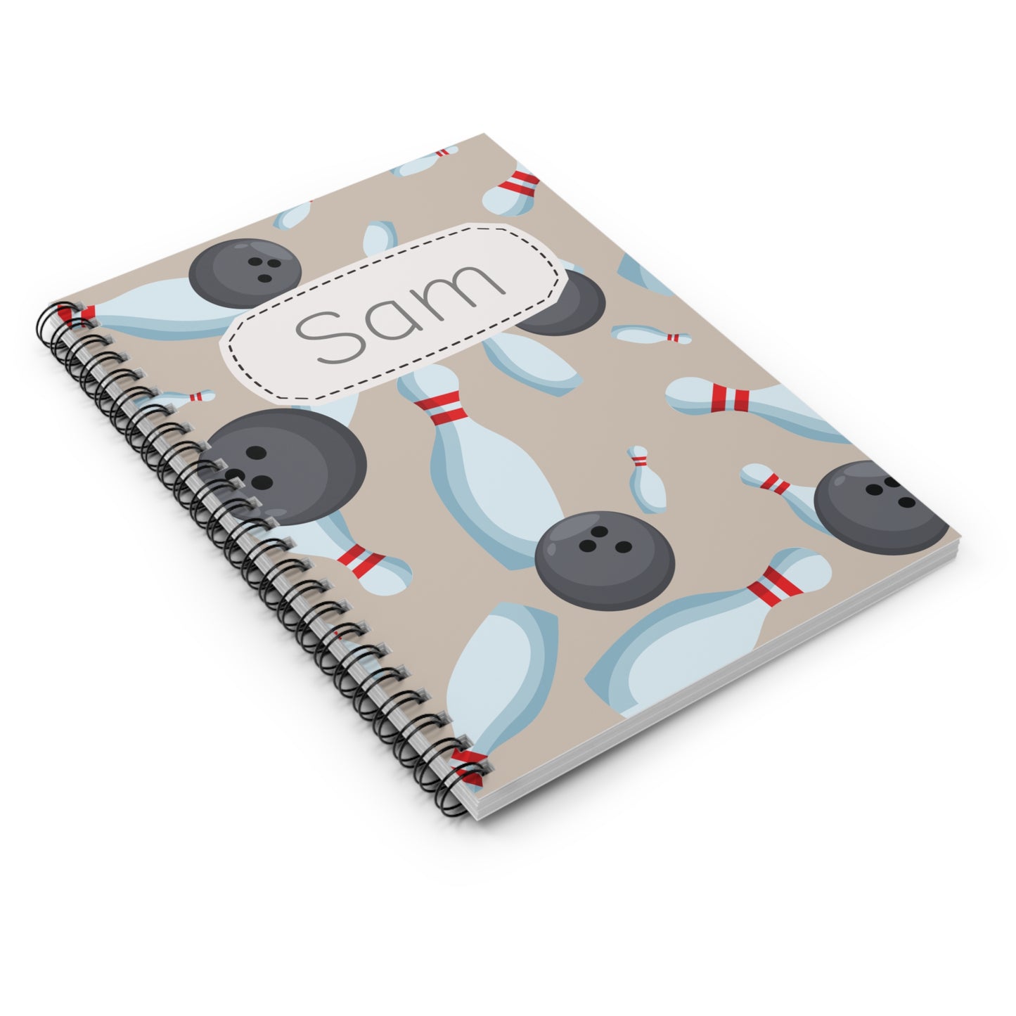 Bowling Spiral Notebook - Personalized, Ruled Line Pages, Document Pocket