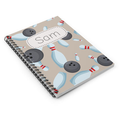 Bowling Spiral Notebook - Personalized, Ruled Line Pages, Document Pocket