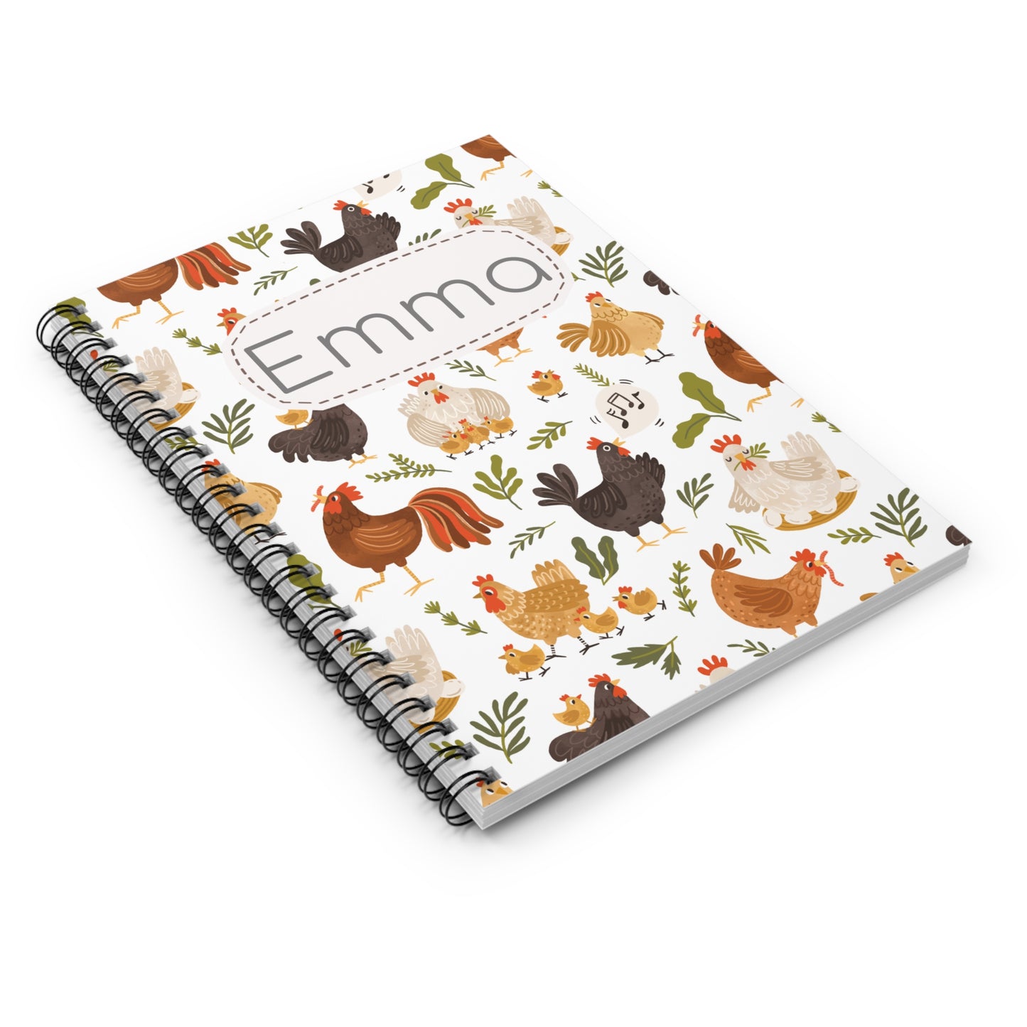 Chicken Flock Spiral Notebook - Personalized, Ruled Line Pages, Document Pocket