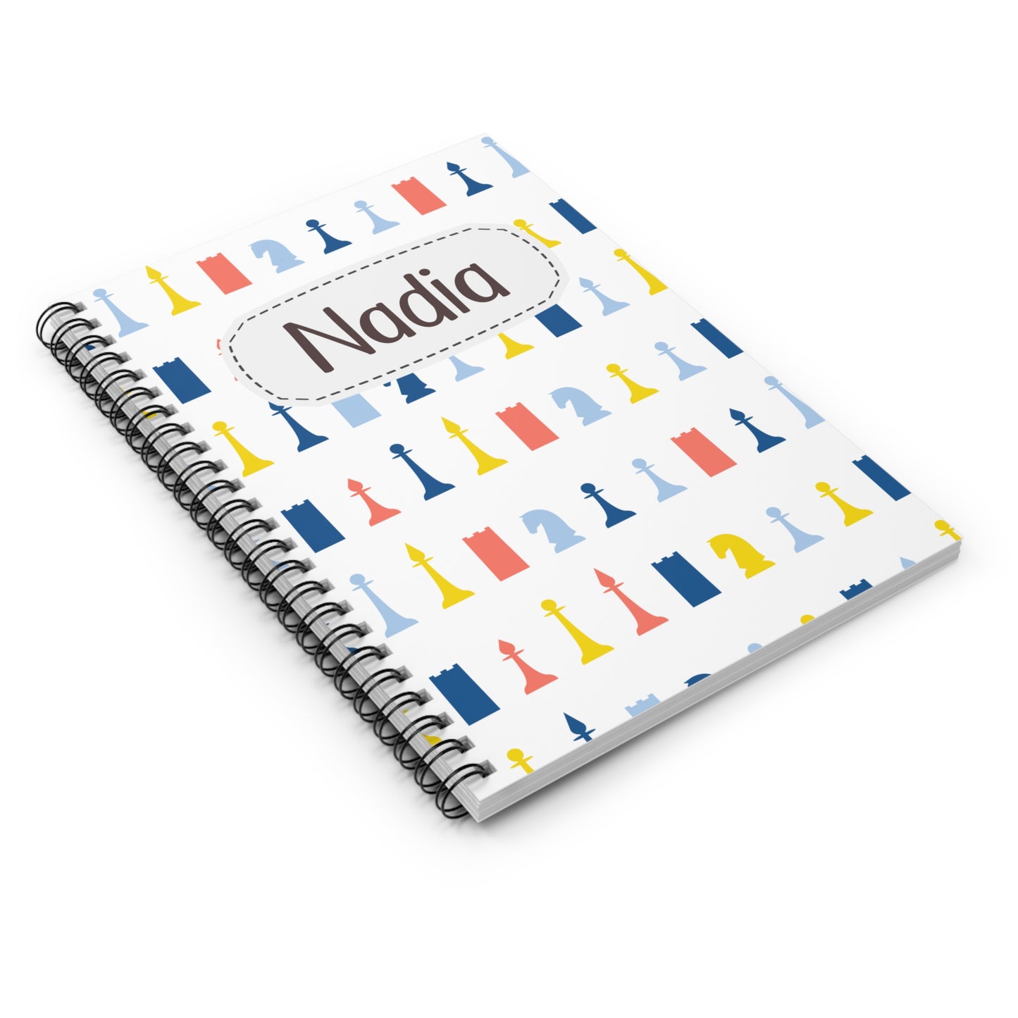 Modern Chess Pieces Spiral Notebook - Personalized, Rule Lined Journal