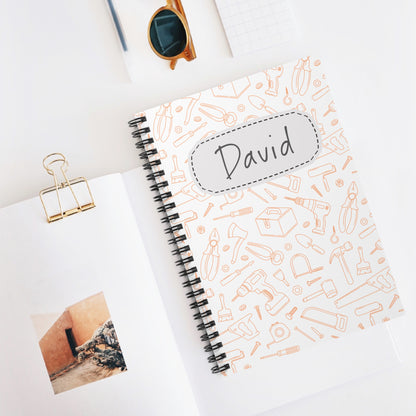 Building Tool Collection Spiral Notebook - Personalized, Ruled Line Pages, Document Pocket