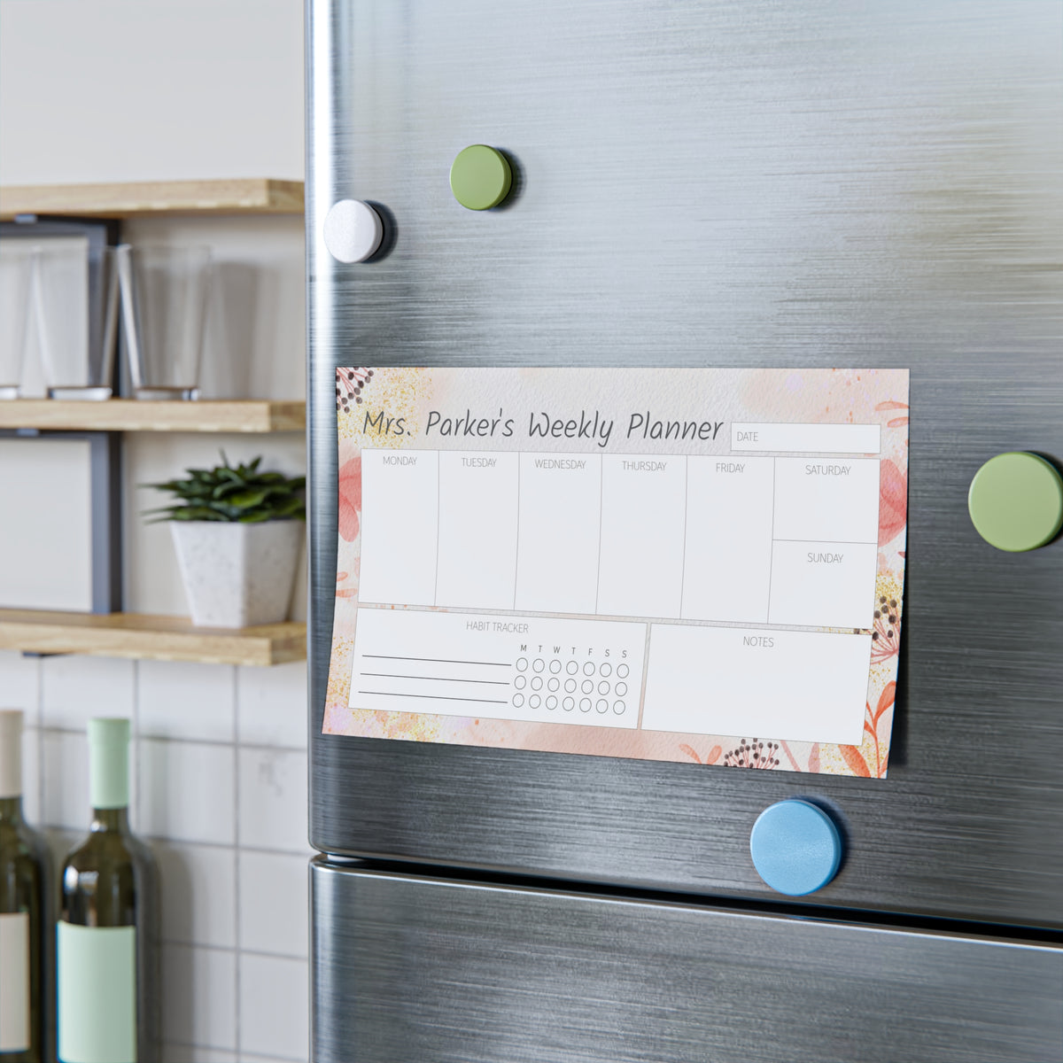 Weekly Planner with Floral Watercolor — Custom Post-it® Note Pads