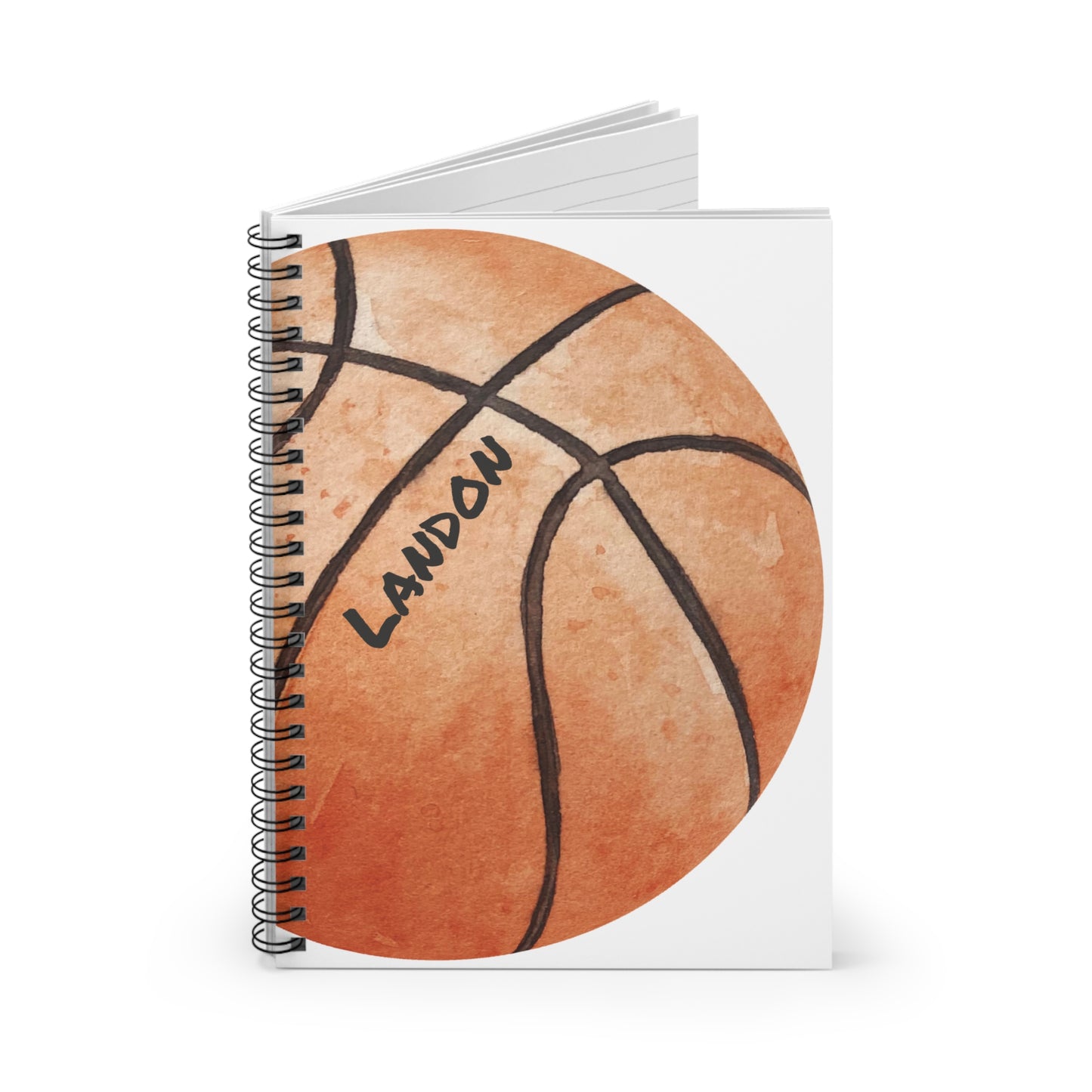 Basketball Spiral Notebook - Personalized, Ruled Line Pages, Document Pocket