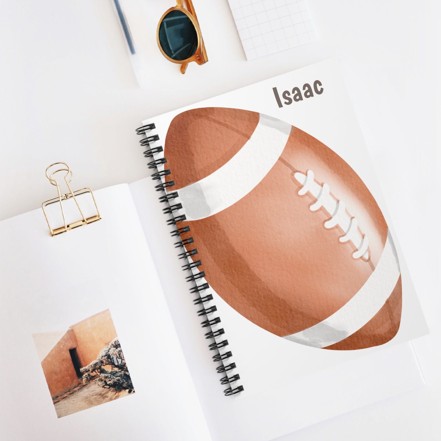 Football Spiral Notebook - Personalized, Ruled Line Pages, Document Pocket