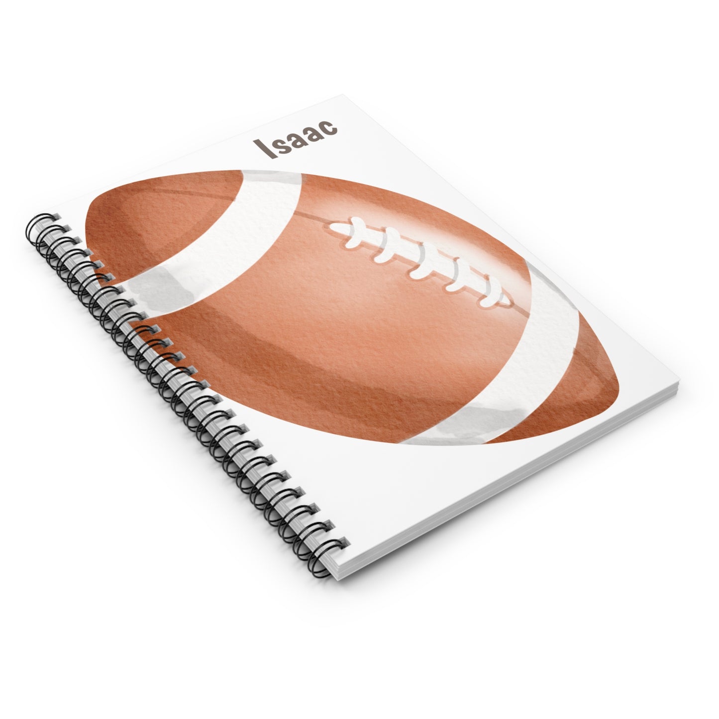 Football Spiral Notebook - Personalized, Ruled Line Pages, Document Pocket