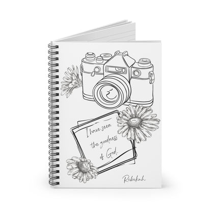 Faith and Photography Themed Spiral Notebook - Personalized, Ruled Line Pages, Document Pocket
