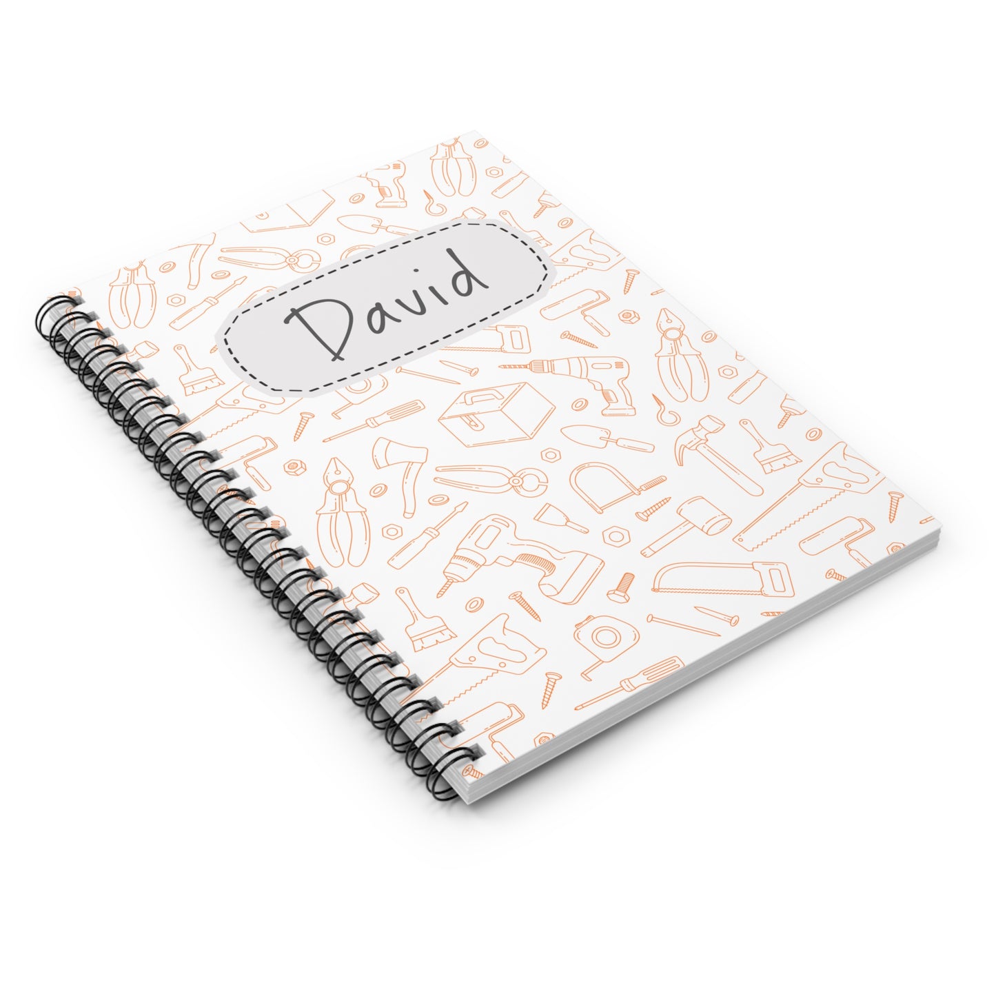 Building Tool Collection Spiral Notebook - Personalized, Ruled Line Pages, Document Pocket