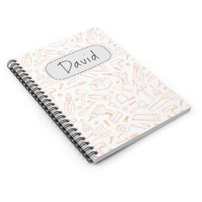 Building Tool Collection Spiral Notebook - Personalized, Ruled Line Pages, Document Pocket