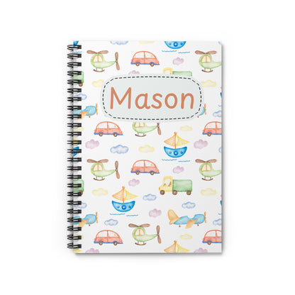 Sweet Transportation Spiral Notebook - Personalized, Rule Lined Journal