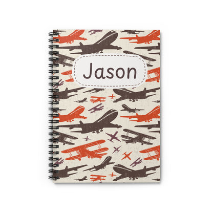 Airplane Collection Spiral Notebook - Personalized, Rule Lined Journal