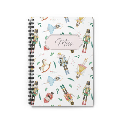 Nutcracker Ballet Spiral Notebook - Personalized, Ruled Line Pages, Document Pocket
