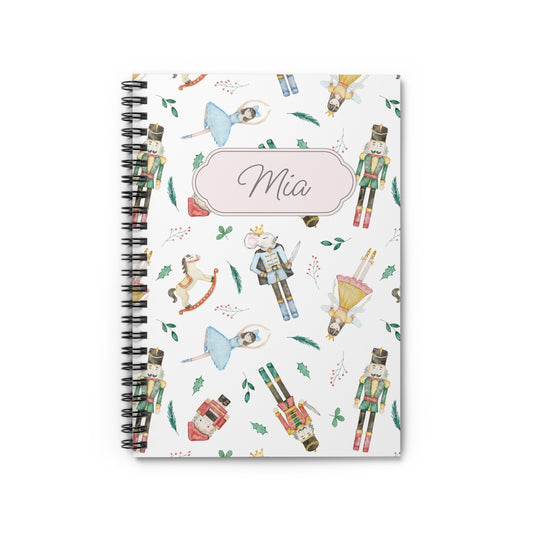 Nutcracker Ballet Spiral Notebook - Personalized, Ruled Line Pages, Document Pocket