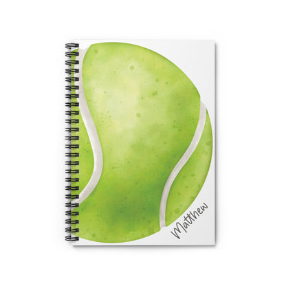 Tennis Ball Spiral Notebook - Personalized, Ruled Line Pages, Document Pocket