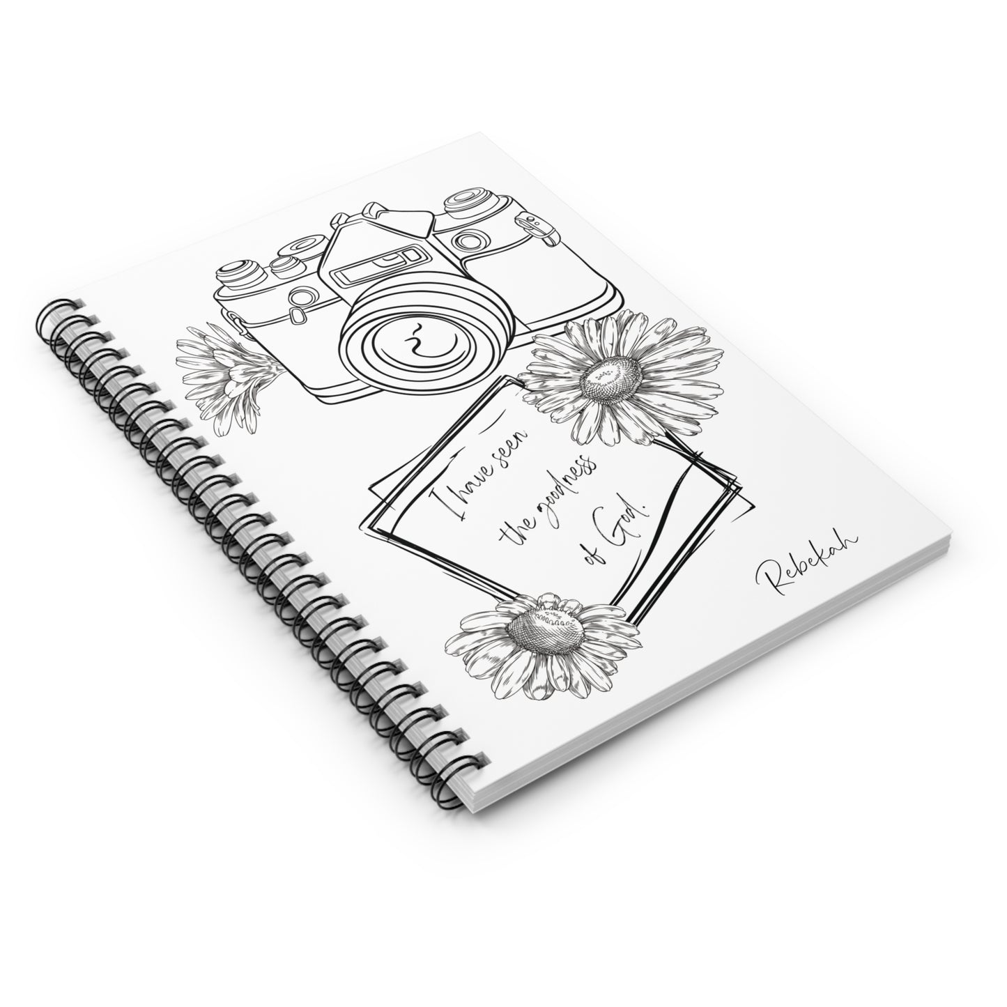 Faith and Photography Themed Spiral Notebook - Personalized, Ruled Line Pages, Document Pocket