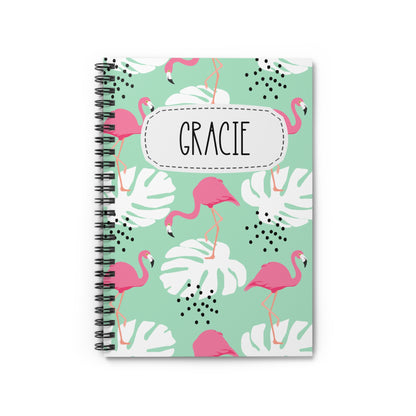 Tropical Pink Flamingoes Spiral Notebook - Personalized, Rule Lined Journal