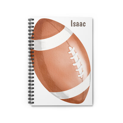 Football Spiral Notebook - Personalized, Ruled Line Pages, Document Pocket