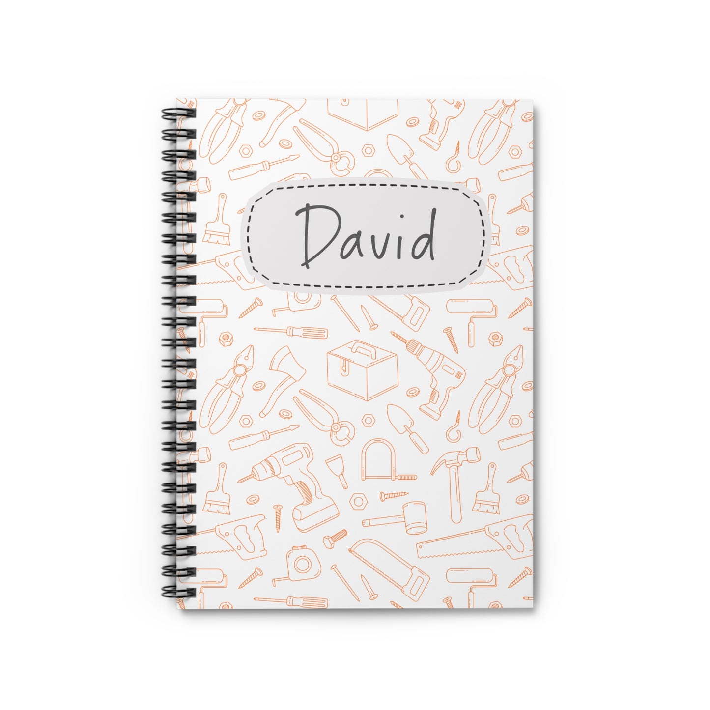 Building Tool Collection Spiral Notebook - Personalized, Ruled Line Pages, Document Pocket