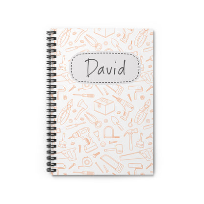 Building Tool Collection Spiral Notebook - Personalized, Ruled Line Pages, Document Pocket