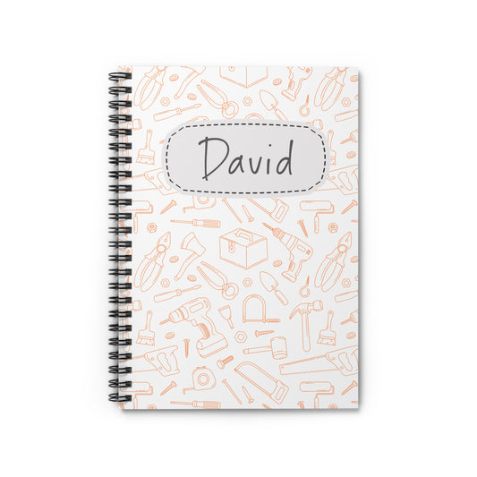Building Tool Collection Spiral Notebook - Personalized, Ruled Line Pages, Document Pocket