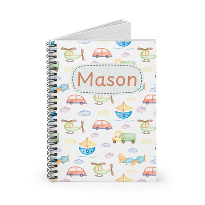 Sweet Transportation Spiral Notebook - Personalized, Rule Lined Journal