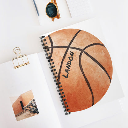 Basketball Spiral Notebook - Personalized, Ruled Line Pages, Document Pocket