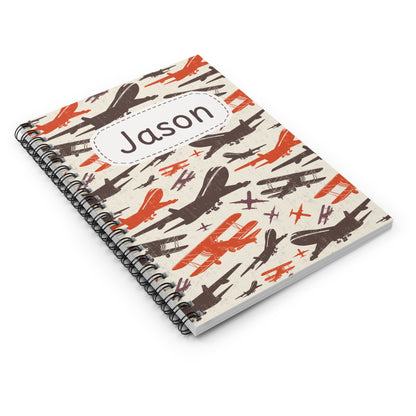 Airplane Collection Spiral Notebook - Personalized, Rule Lined Journal