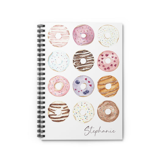 Watercolor Doughnuts Spiral Notebook - Personalized, Rule Lined Journal