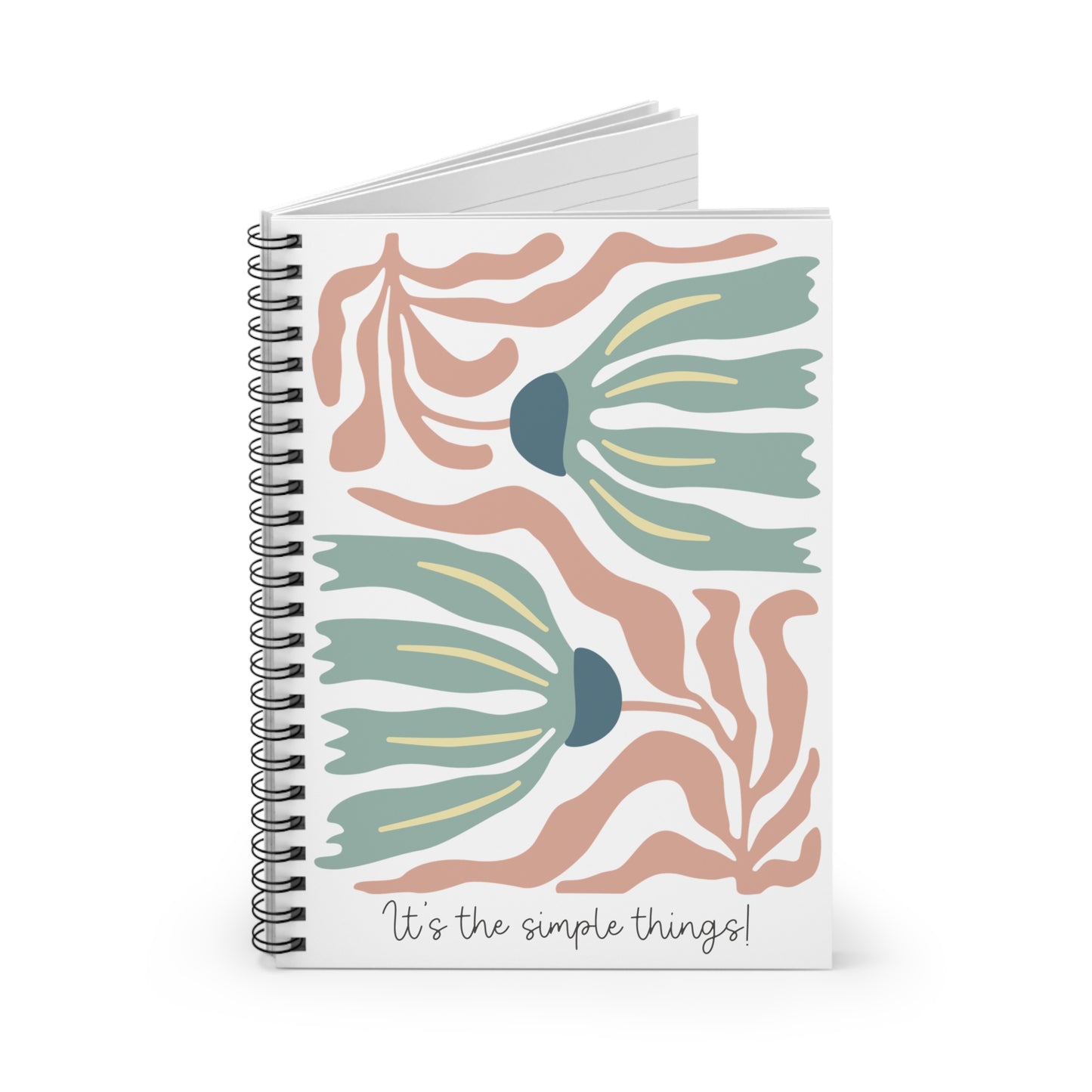 Wavy Flower Illustration Spiral Notebook - Personalized, Rule Lined Journal