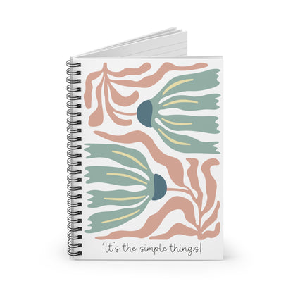 Wavy Flower Illustration Spiral Notebook - Personalized, Rule Lined Journal