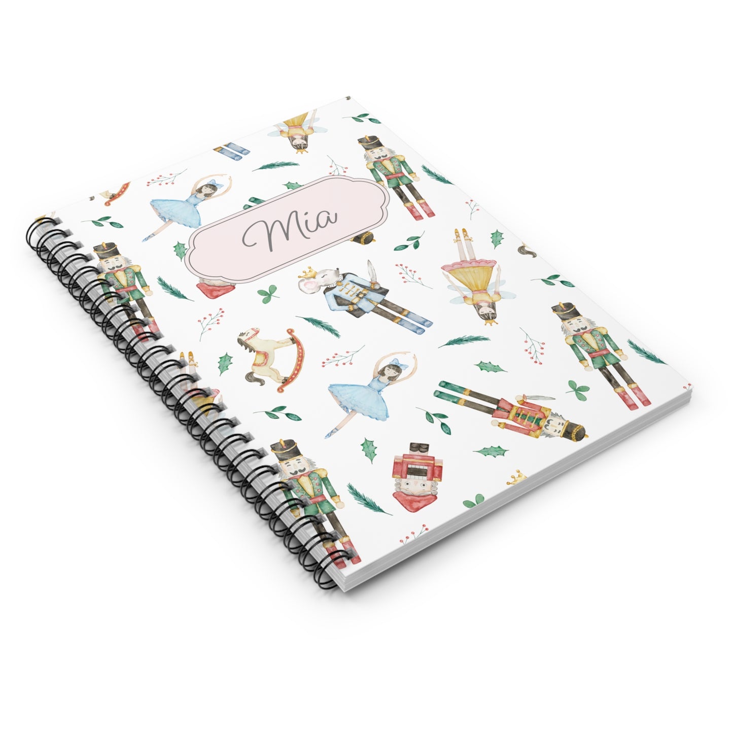 Nutcracker Ballet Spiral Notebook - Personalized, Ruled Line Pages, Document Pocket