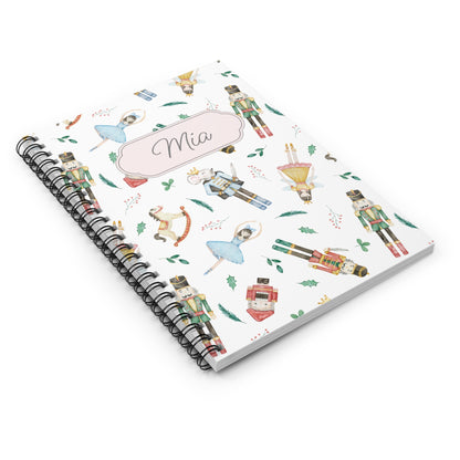 Nutcracker Ballet Spiral Notebook - Personalized, Ruled Line Pages, Document Pocket