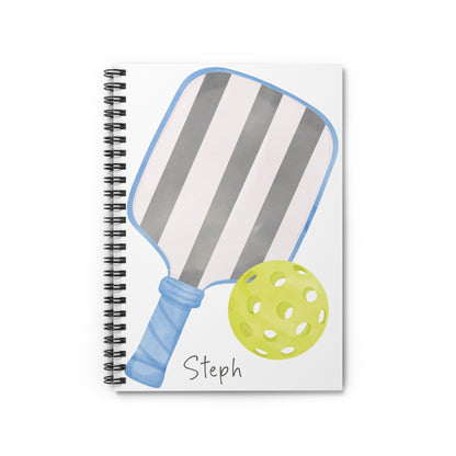 Pickleball and Paddle Spiral Notebook - Personalized, Ruled Line Pages, Document Pocket