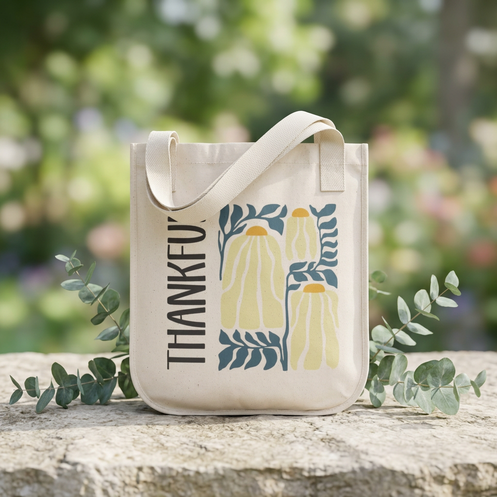 Chamomile - Organic Personalized Canvas Tote Bag