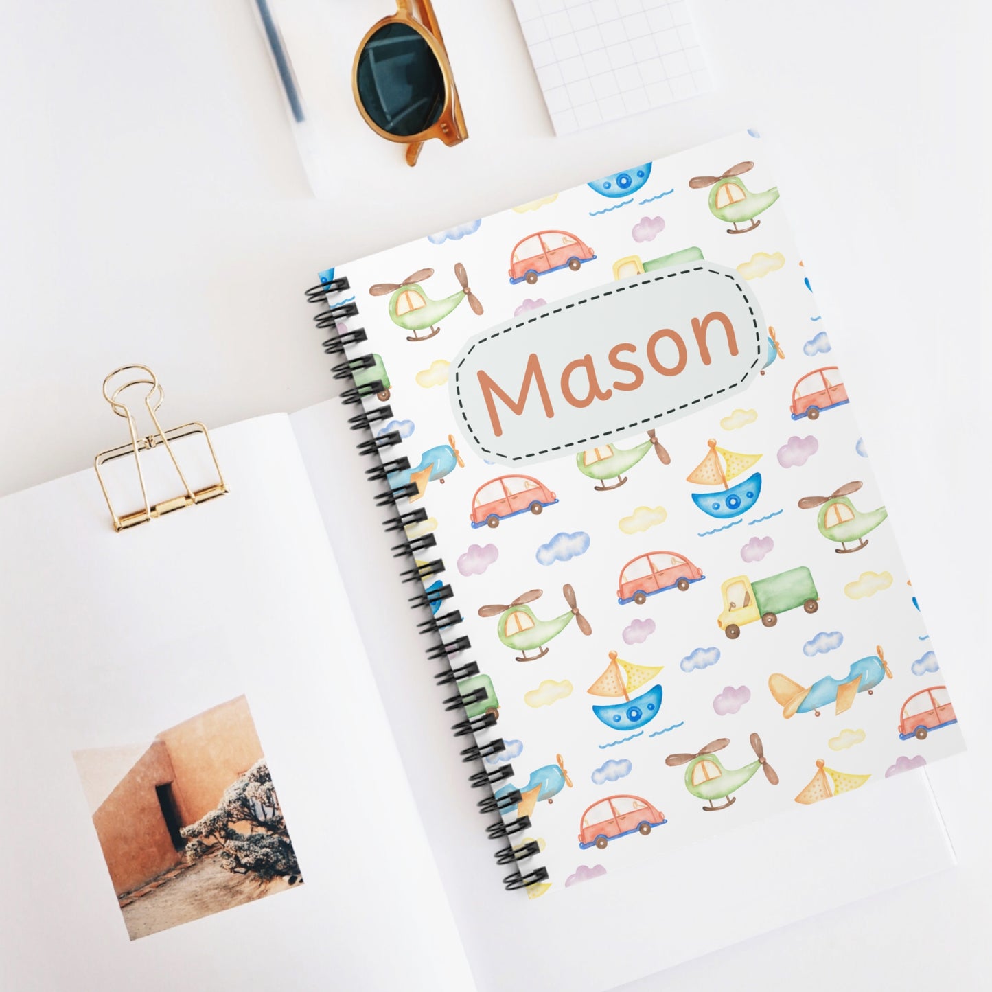 Sweet Transportation Spiral Notebook - Personalized, Rule Lined Journal
