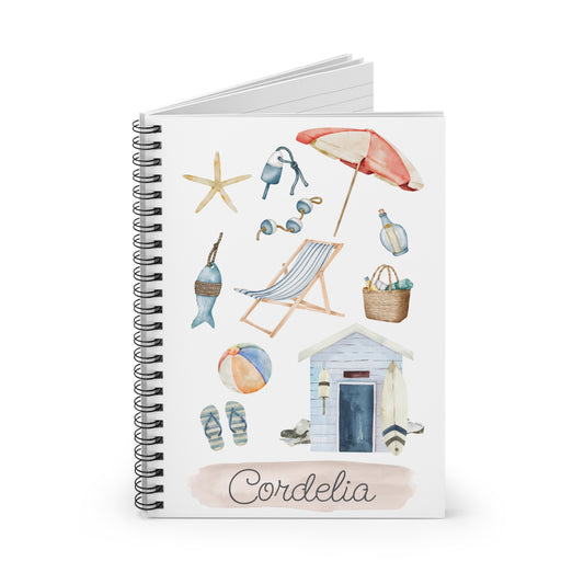 Coastal Beach Spiral Notebook - Personalized, Ruled Line Pages, Document Pocket
