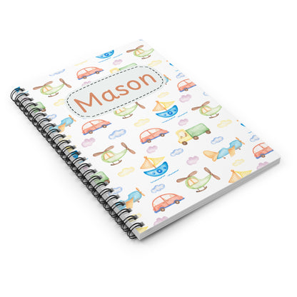 Sweet Transportation Spiral Notebook - Personalized, Rule Lined Journal