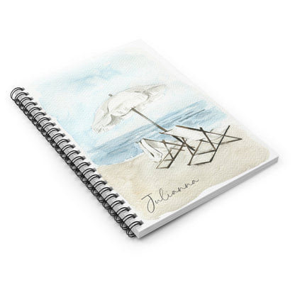 Watercolor Beach Chairs Spiral Notebook - Personalized, Rule Lined Journal